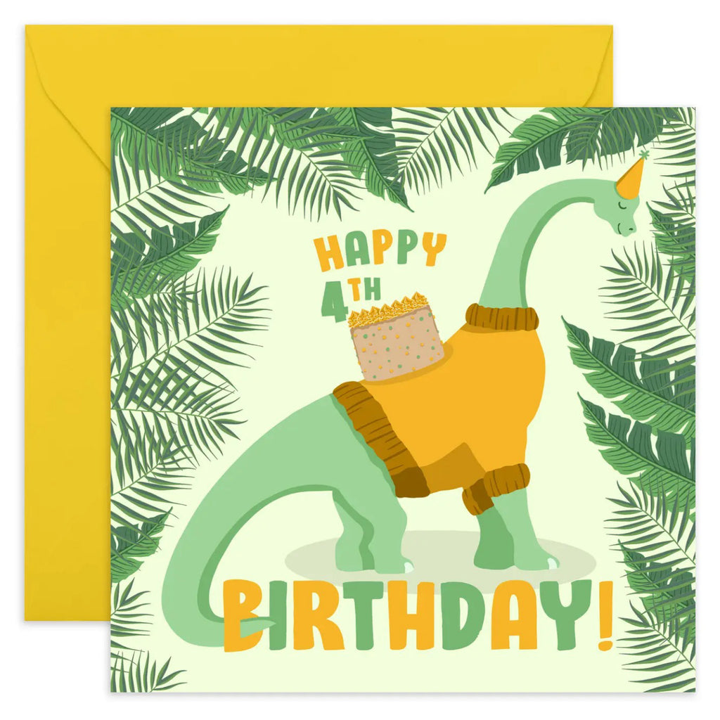Happy 4th Birthday Dino Card.