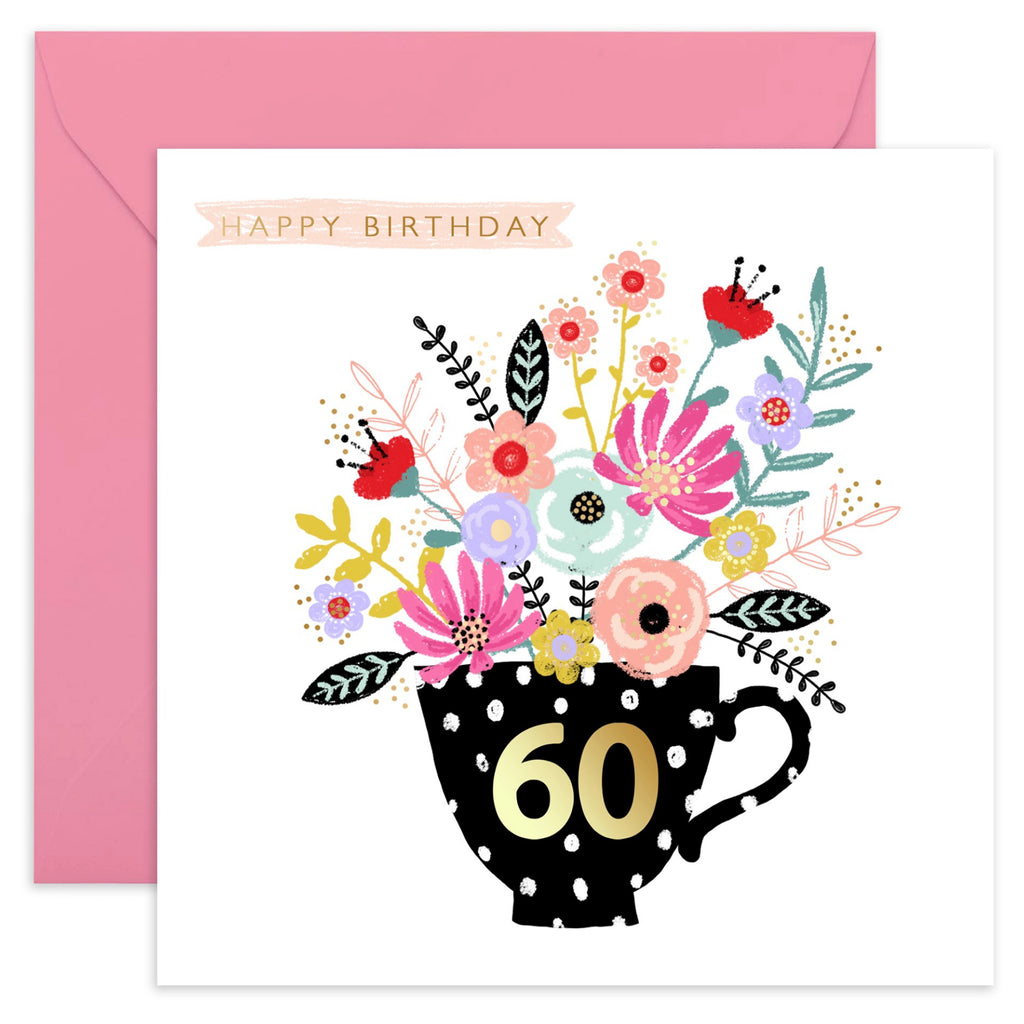 Happy 60th Birthday Teacup Card
