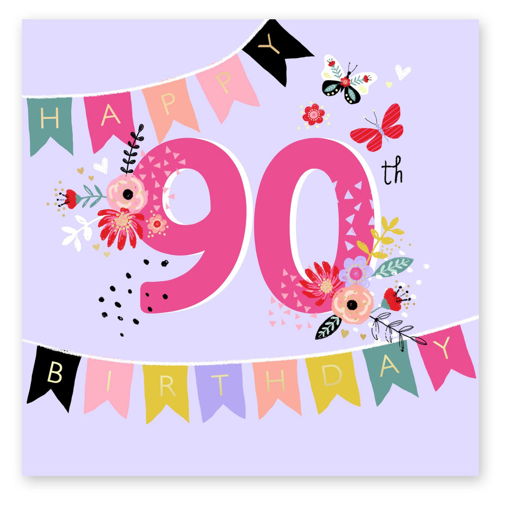 Happy 90th Birthday Bunting Card