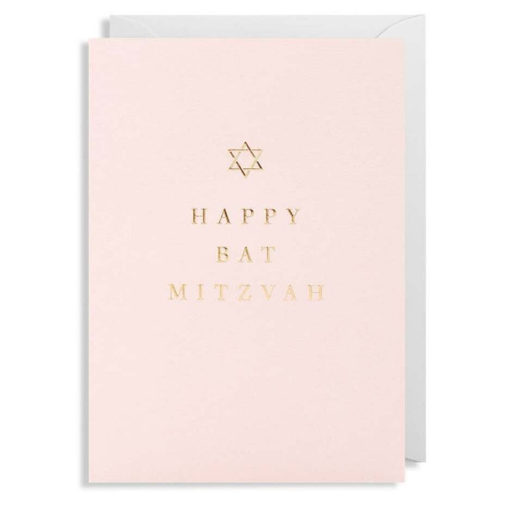 Happy Bat Mitzvah Pink Card.