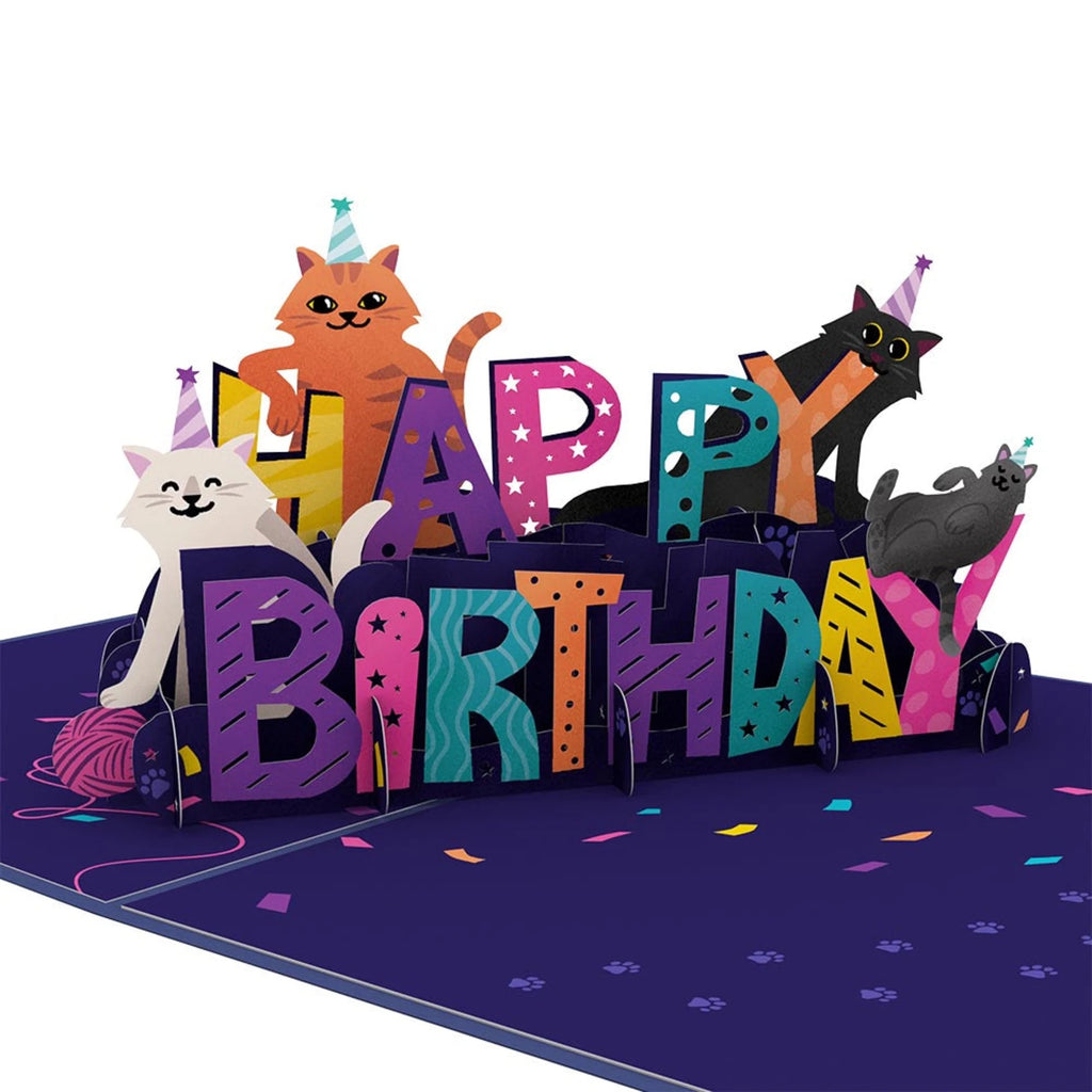 Happy Birthday Cats 3D Pop Up Card Closeup