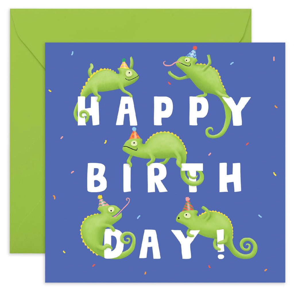 Happy Birthday Cute Chameleons Card