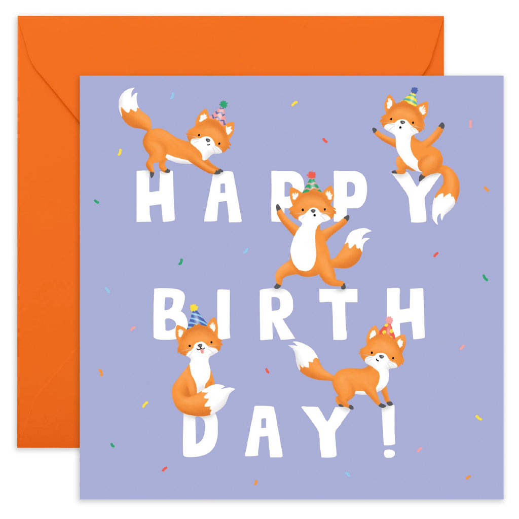 Happy Birthday Cute Foxes Card