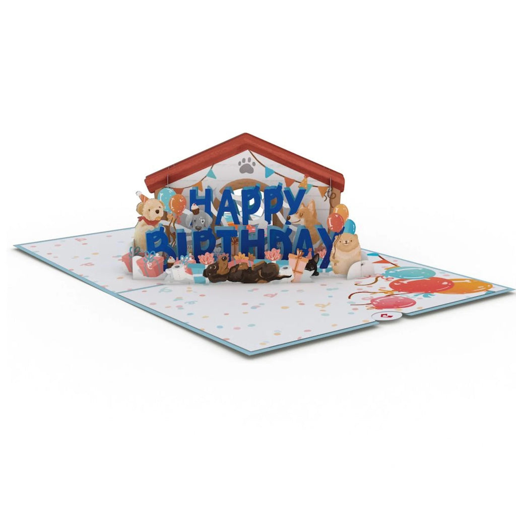 Happy Birthday Dogs Pop Up Card Open