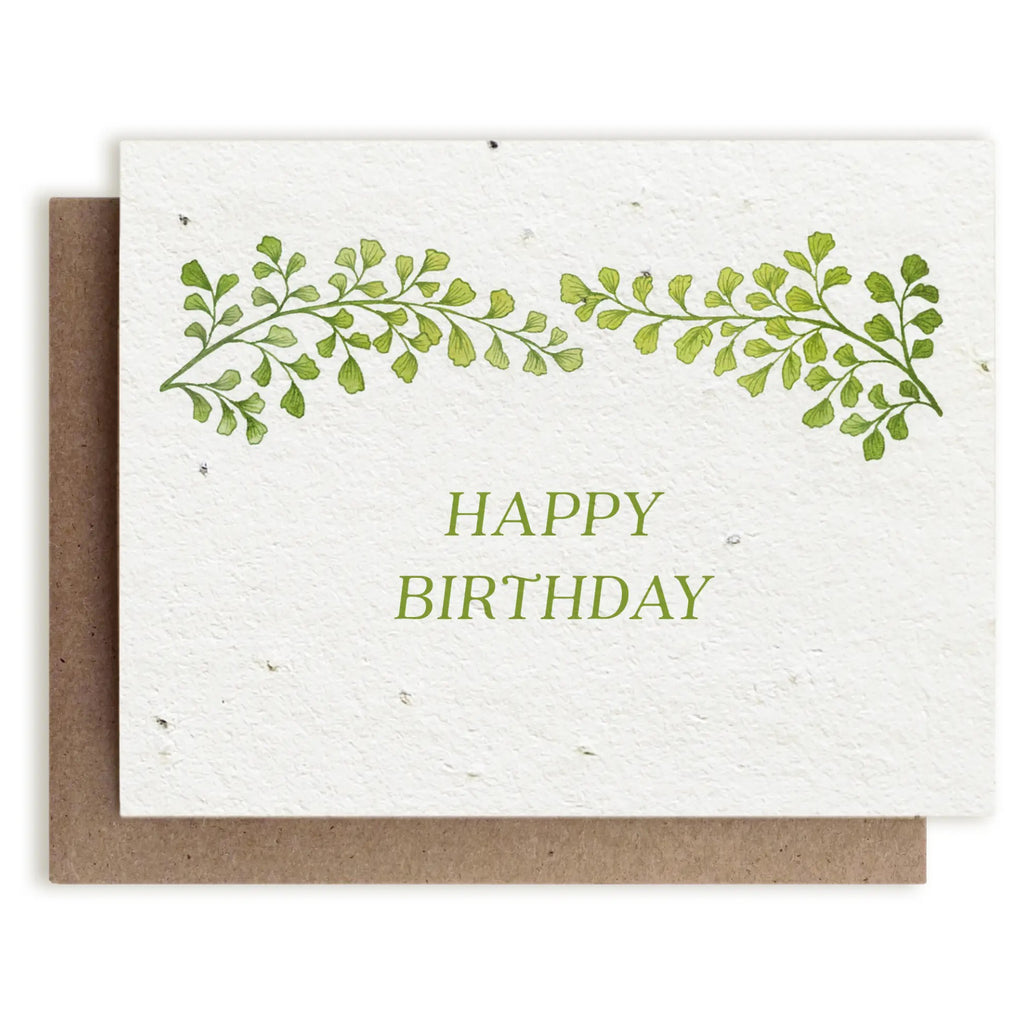 Happy Birthday Green Leaves Seed Paper Card