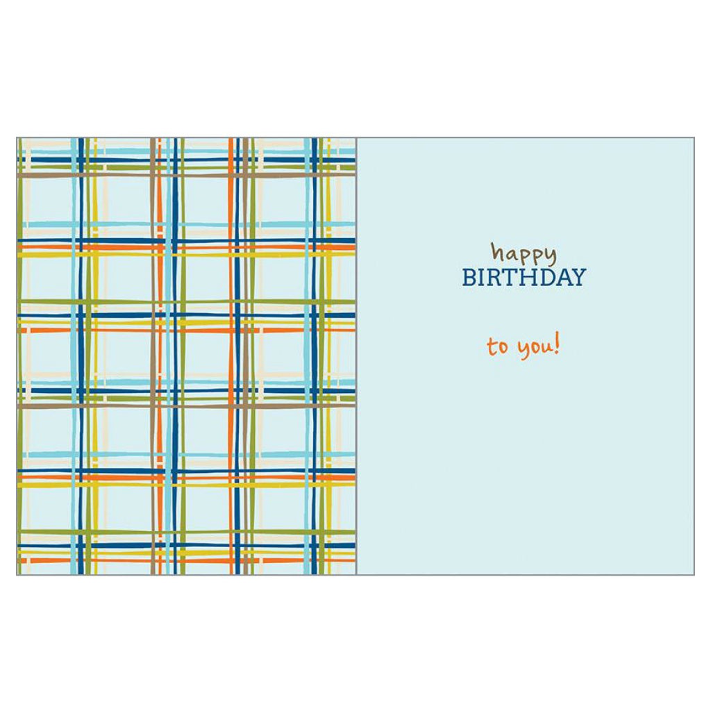 Happy Birthday Plaid Stripes Card Inside