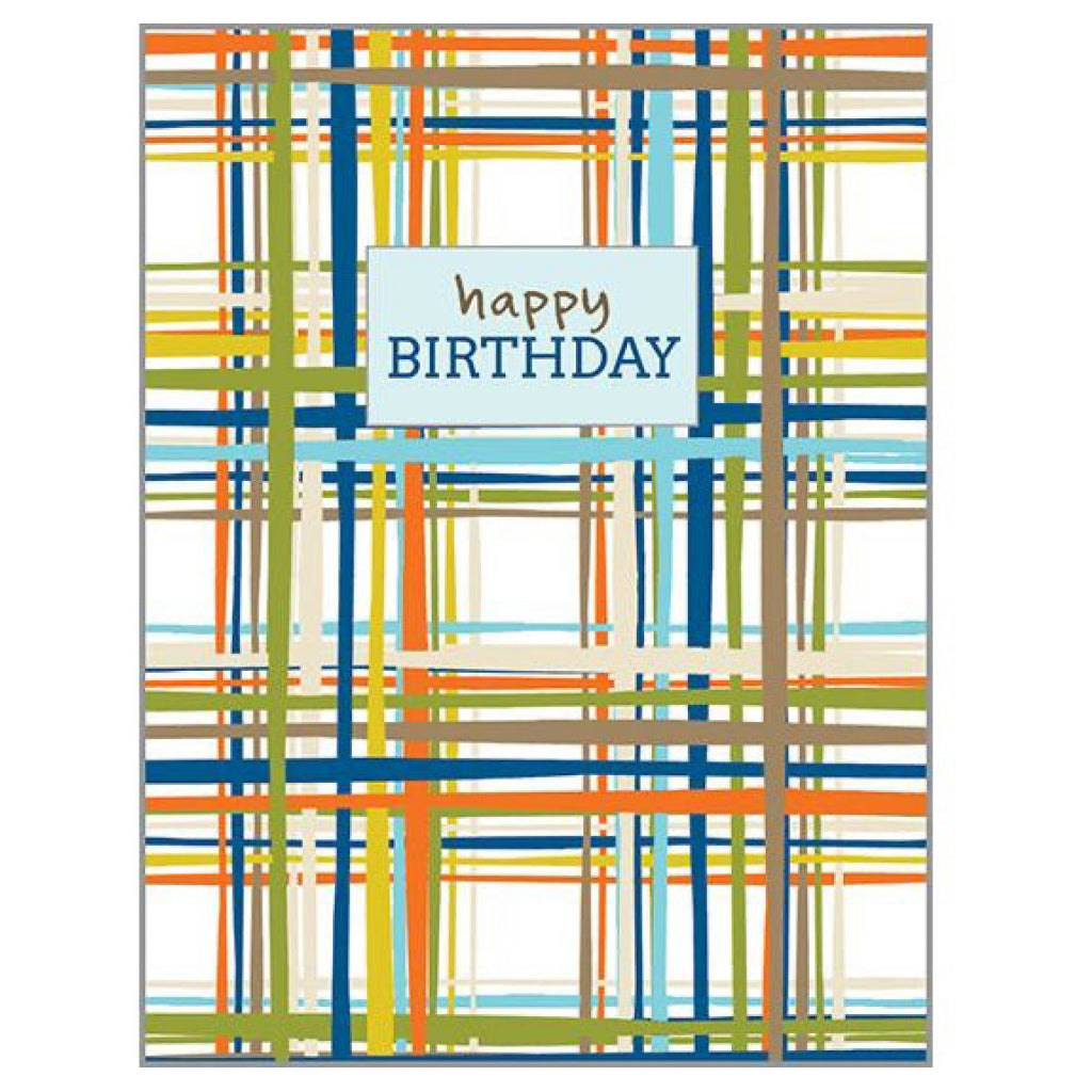 Happy Birthday Plaid Stripes Card