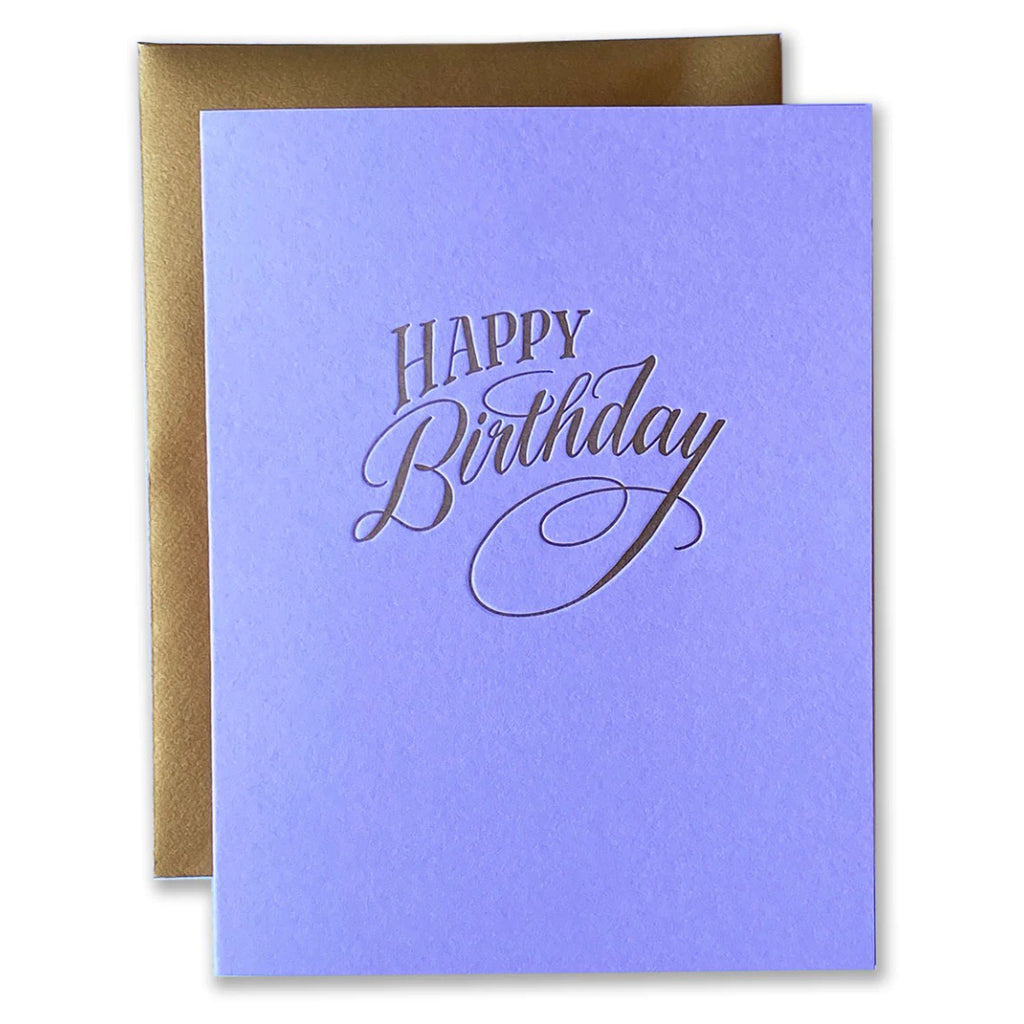 Happy Birthday Script Letterpress Card.