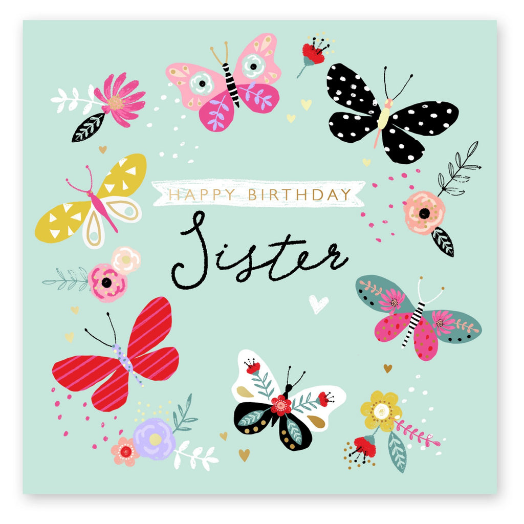 Happy Birthday Sister Butterflies Card