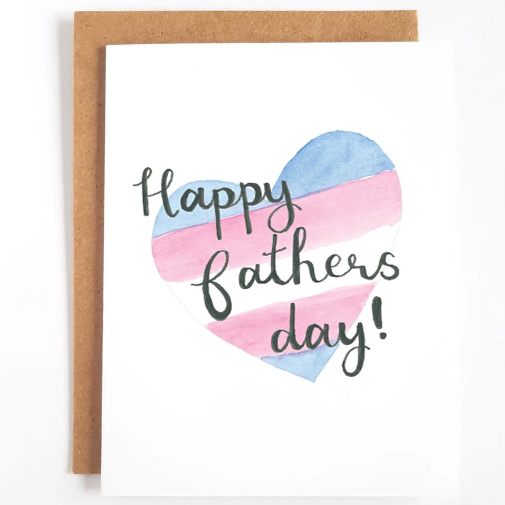 Happy Fathers Day Trans Flag Heart Card