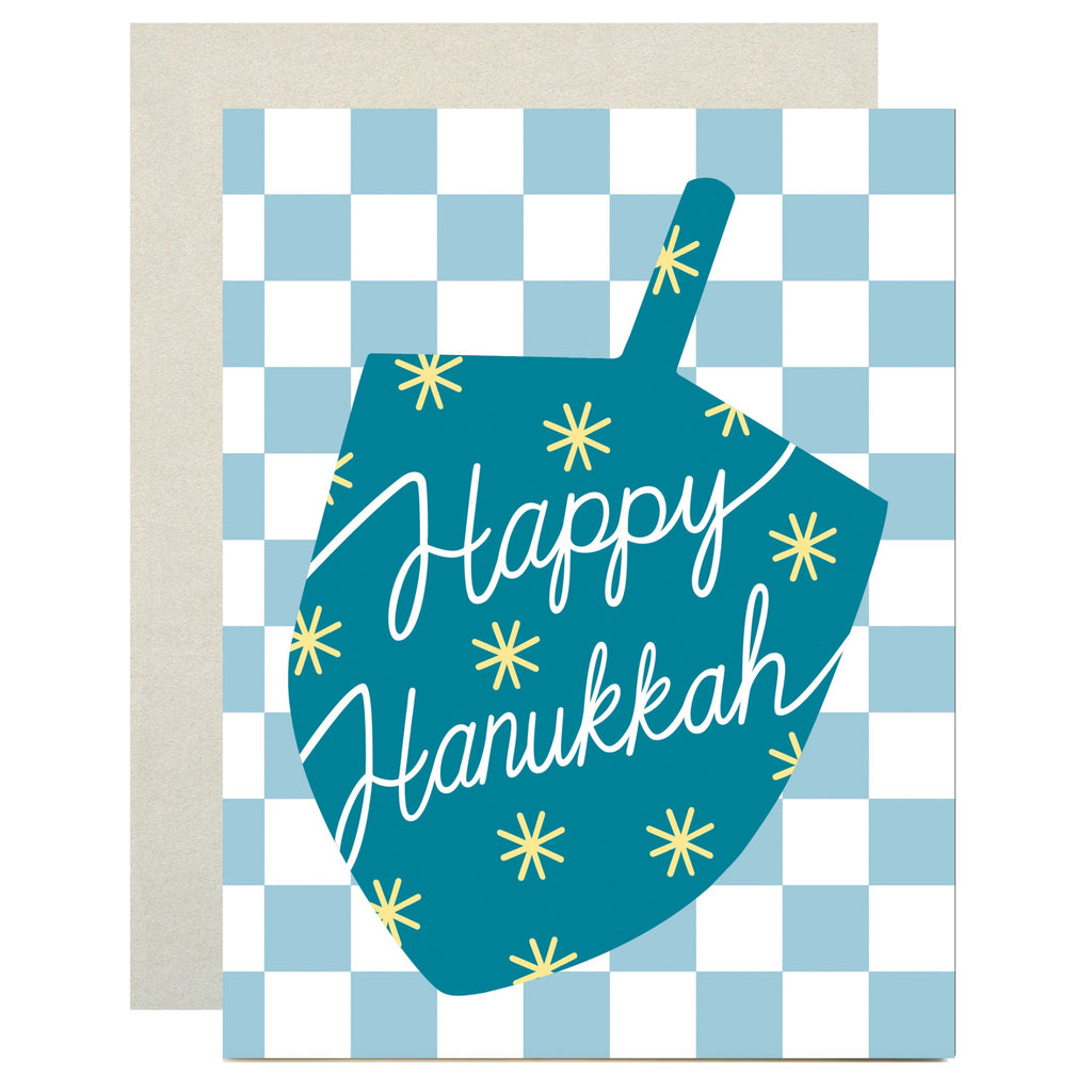 Happy Hanukkah Checker Dreidel Card