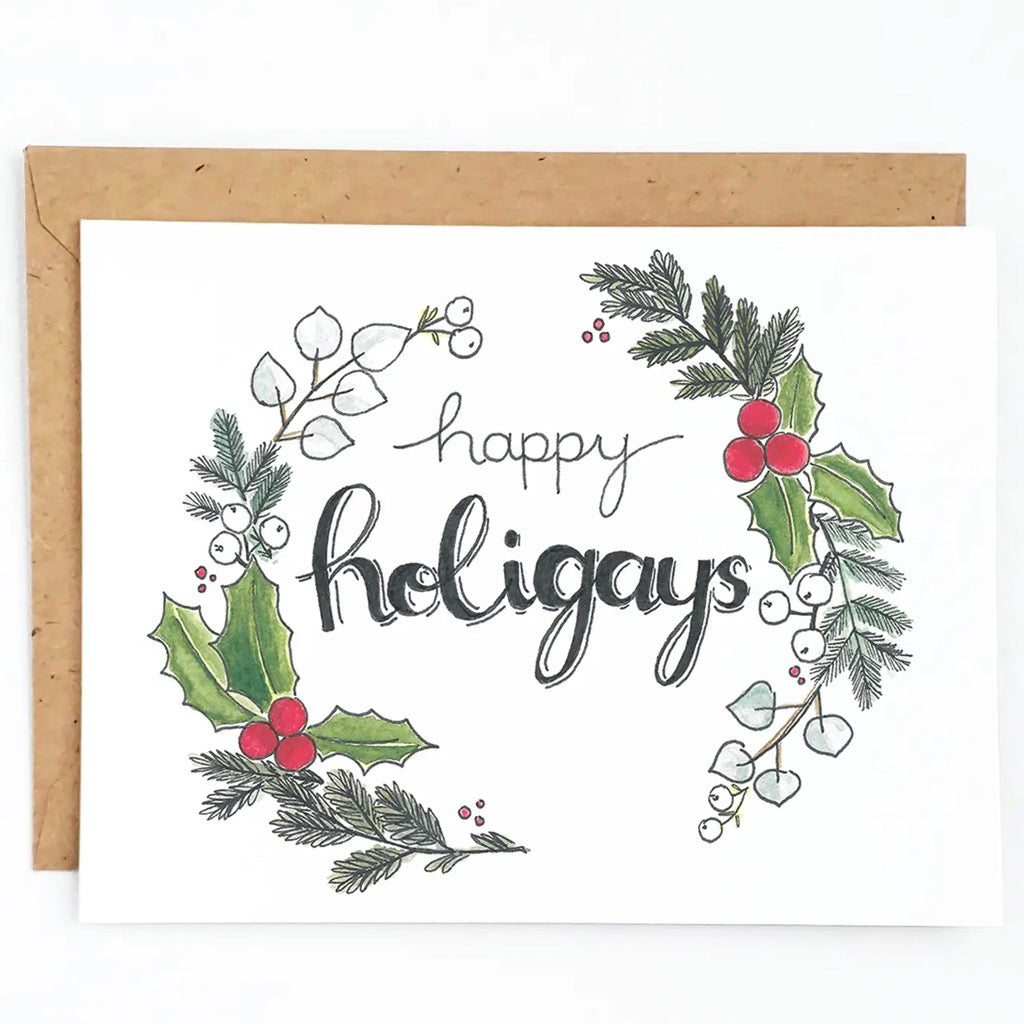 Happy Holi-Gays Wreath Card