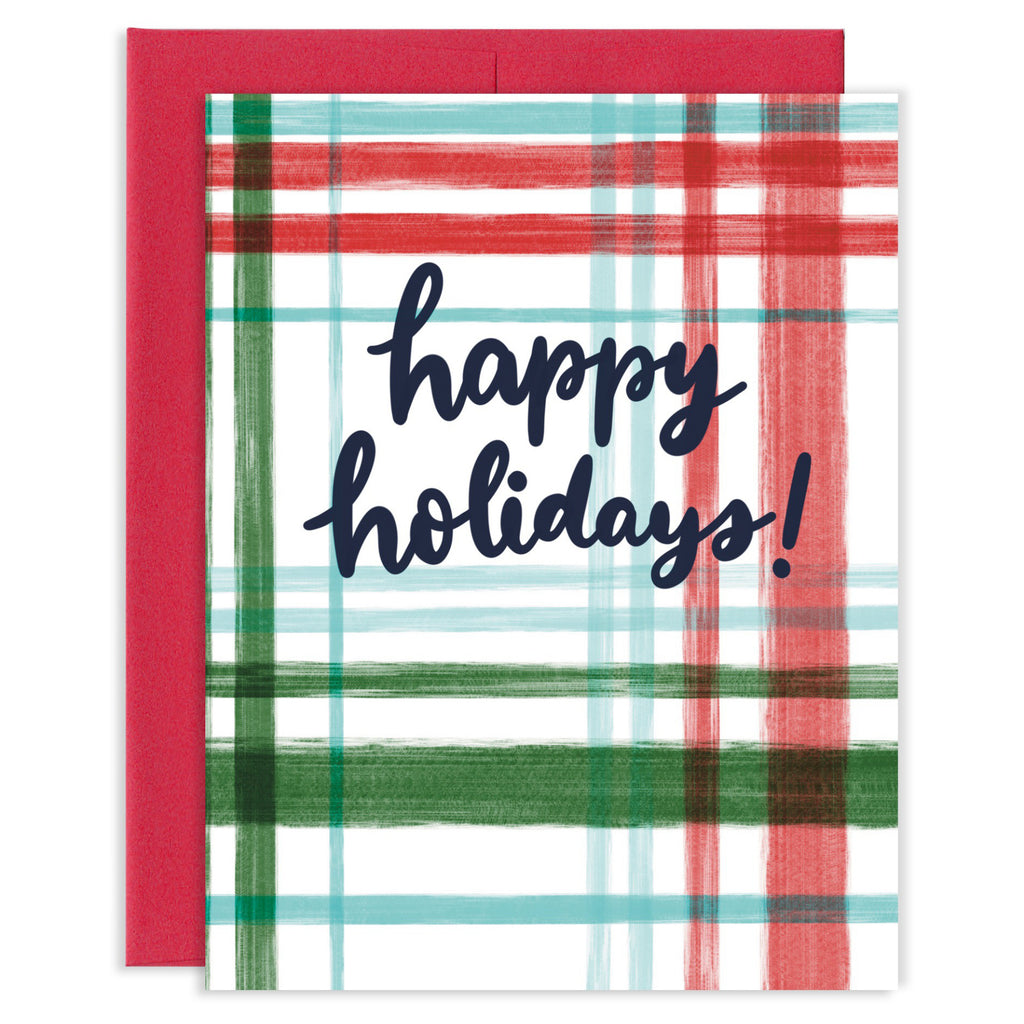 Happy Holidays Plaid Boxed Holiday Cards
