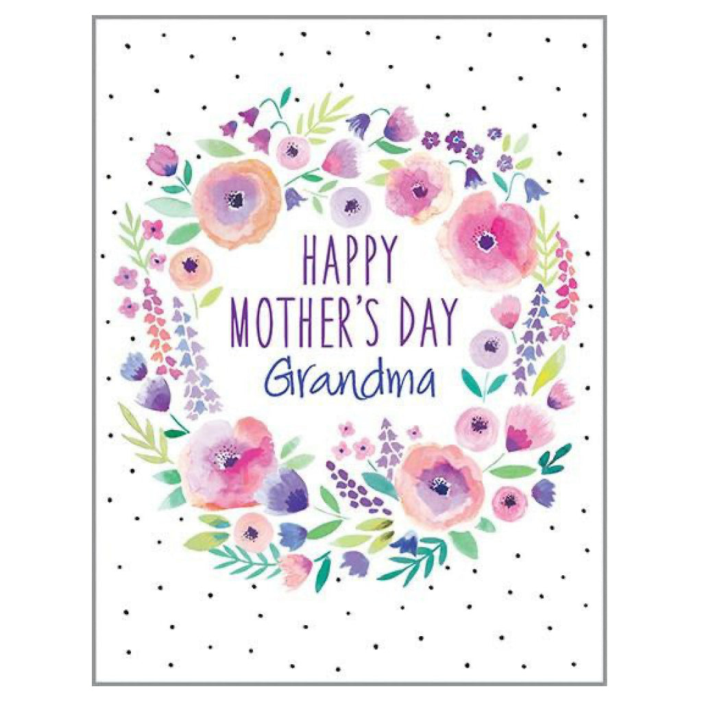 Happy Mother's Day Grandma Floral Wreath Card