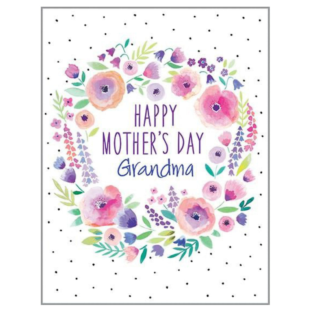 Happy Mothers Day Grandma Floral Wreath Card