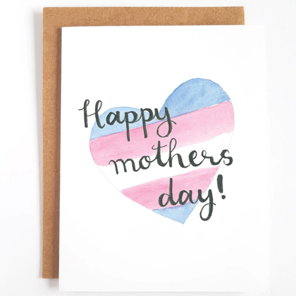 Happy Mothers Day Trans Flag Heart Card