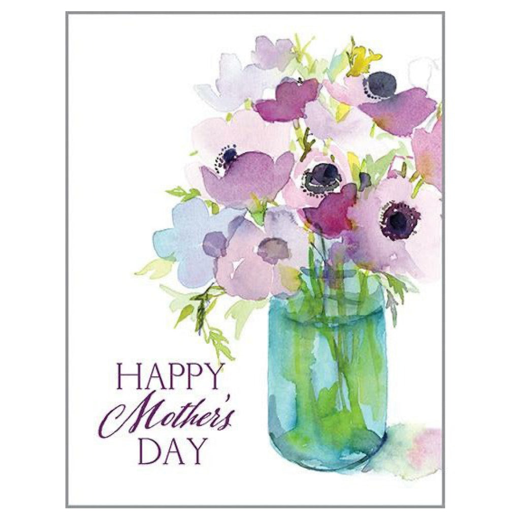 Happy Mothers Day Watercolour Vase Card