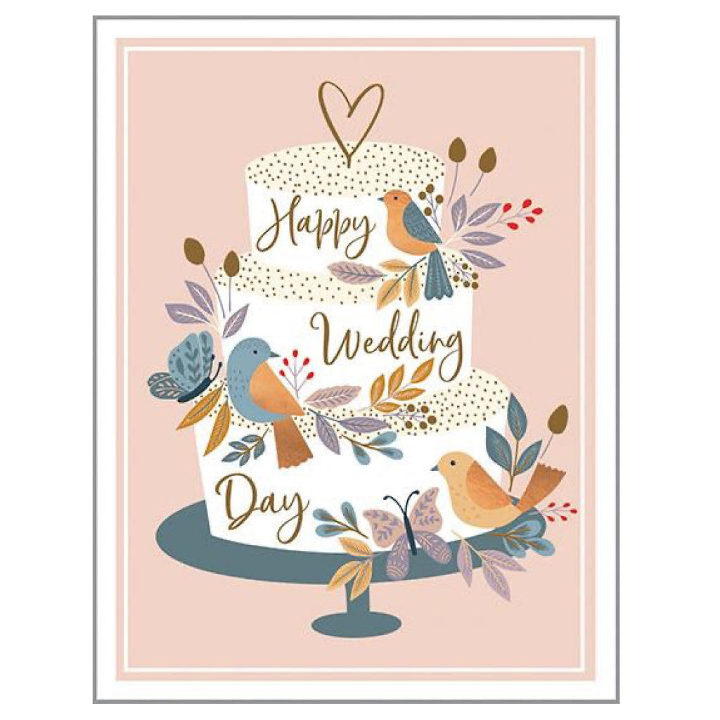 Happy Wedding Day Cake & Birds Card | Gina B Designs – Outer Layer