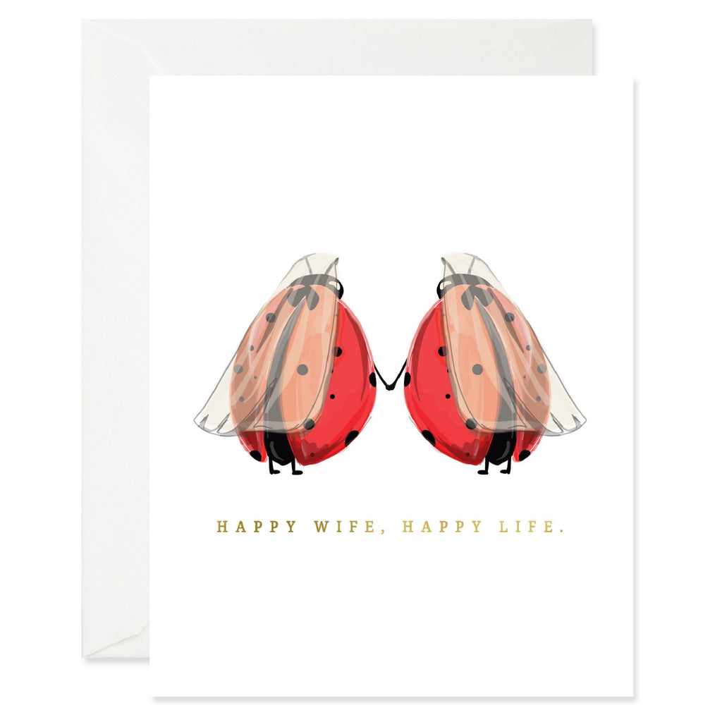 Happy Wives Ladybugs Gay Wedding Card