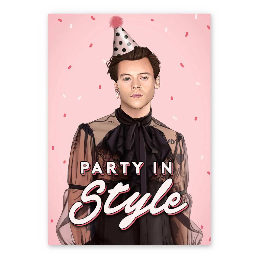 Harry Styles Party In Style Birthday Card
