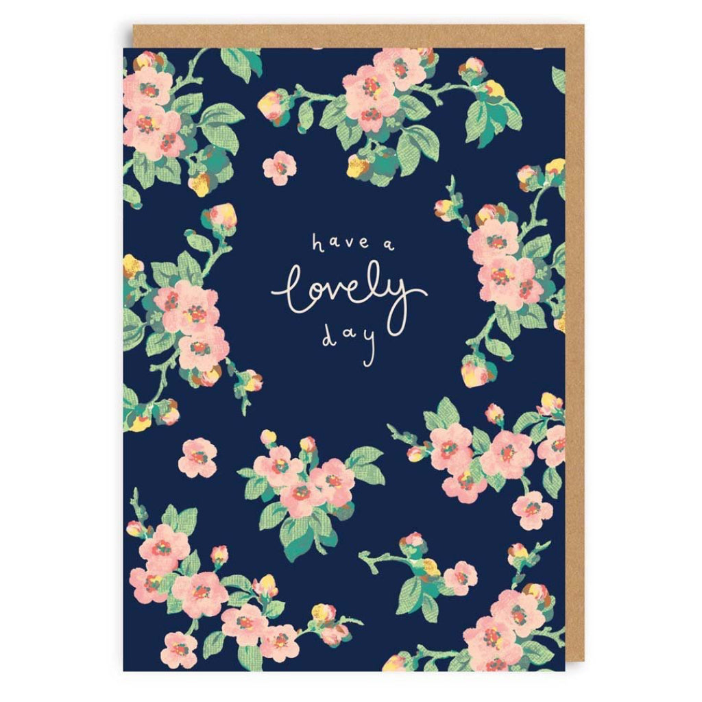 Have A Lovely Day Navy Florals Card
