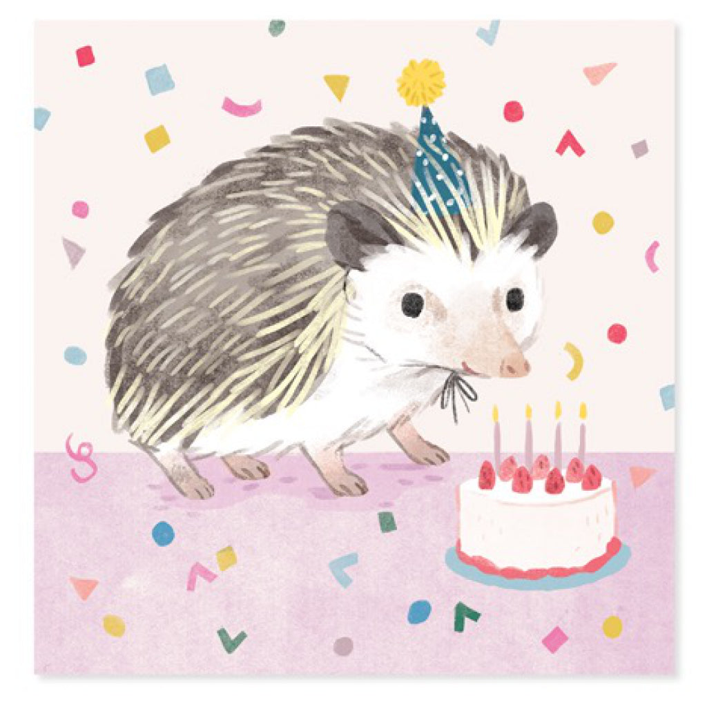 Hedgehogs  Balloons Birthday Pop-Up Card Front