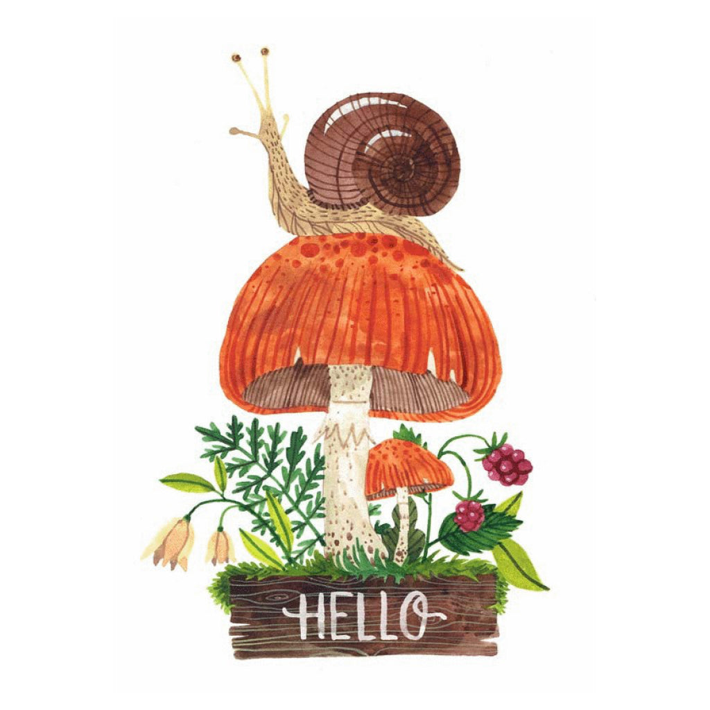 Hello Snail On Mushroom Card