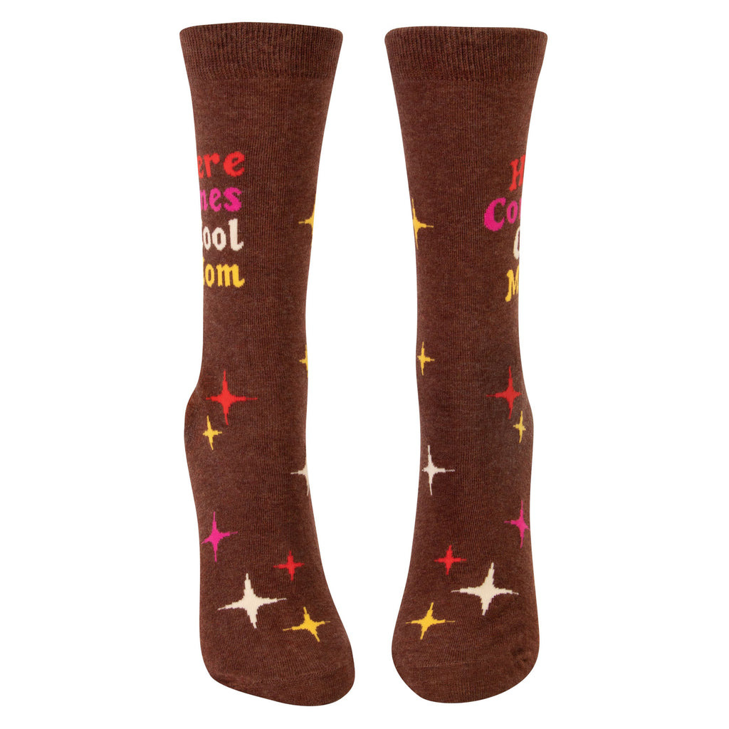 Here Comes Cool Mom Crew Socks Front