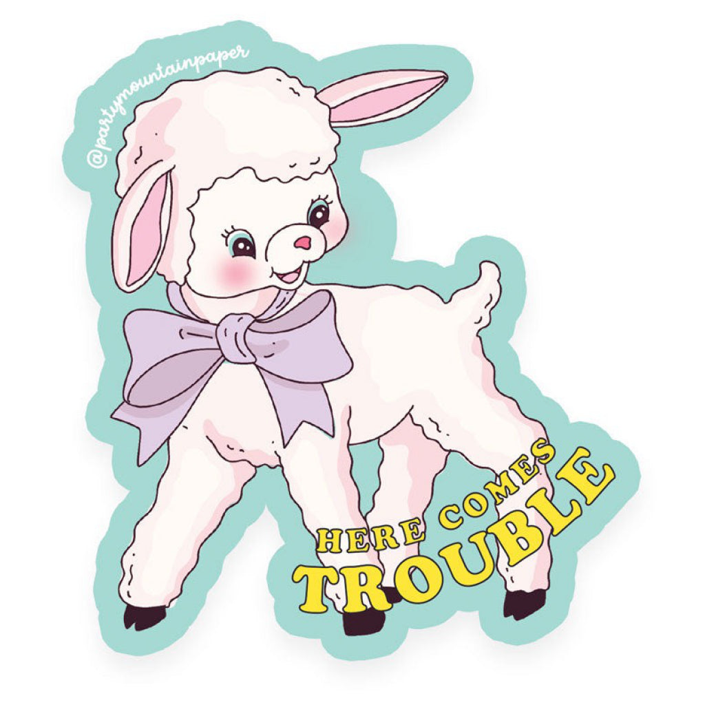 Here Comes Trouble Lamb Sticker