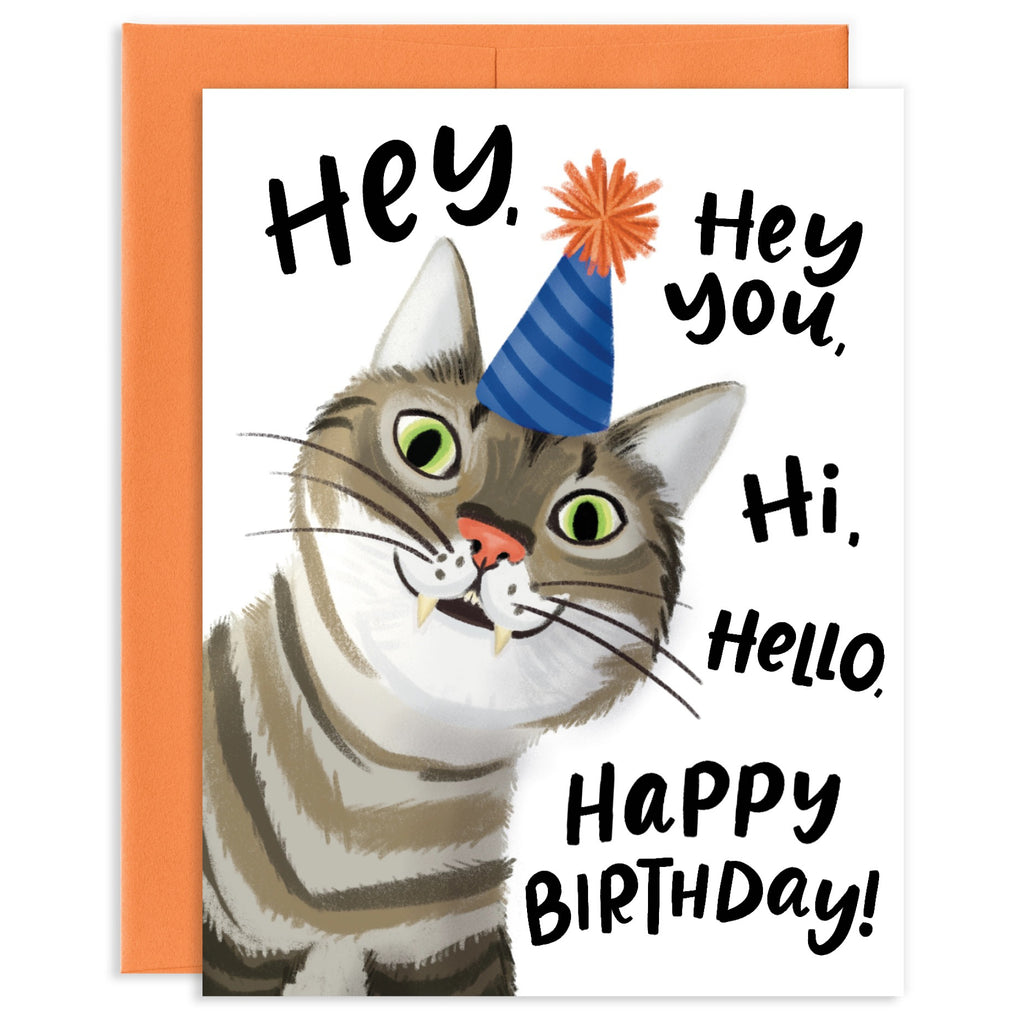 Hey You Cat Birthday Card.