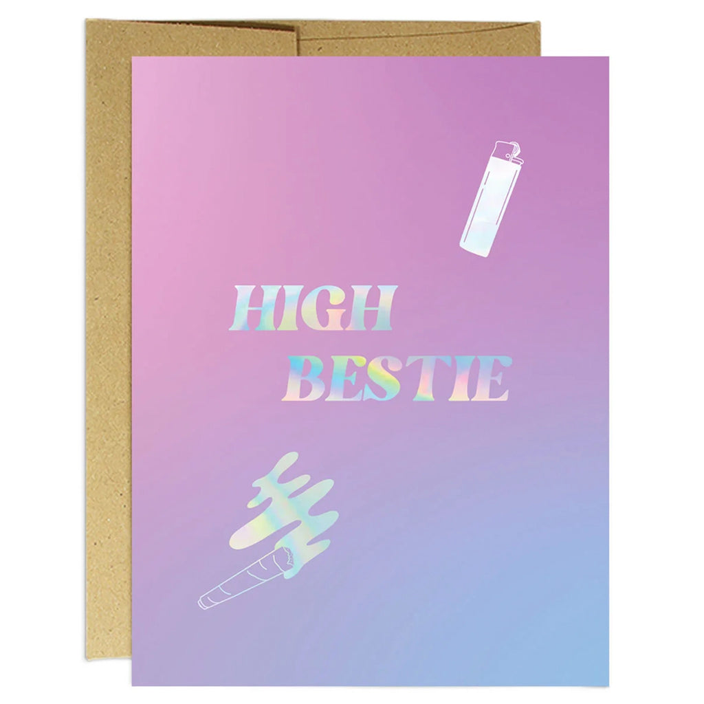 High Bestie Holographic Card.