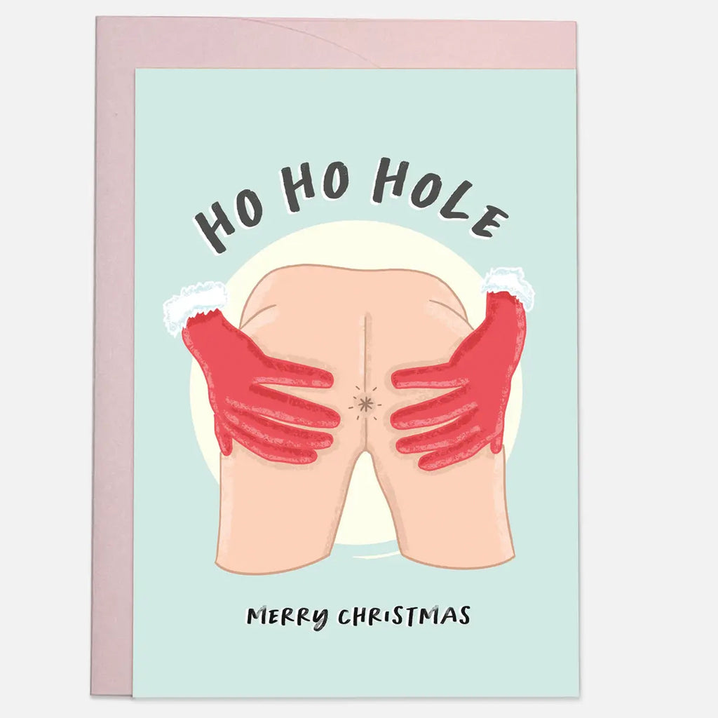 Ho Ho Hole Christmas Card white.