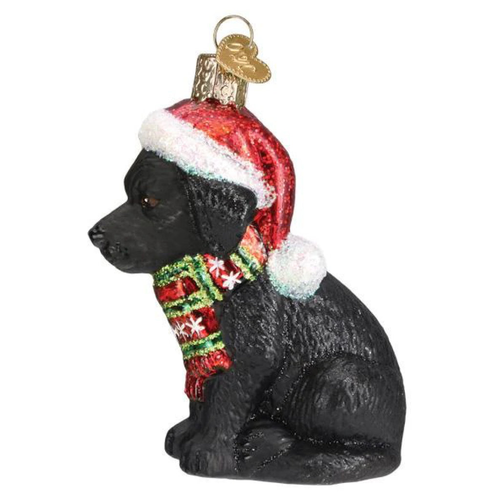Holiday Black Labrador Puppy Ornament spread.