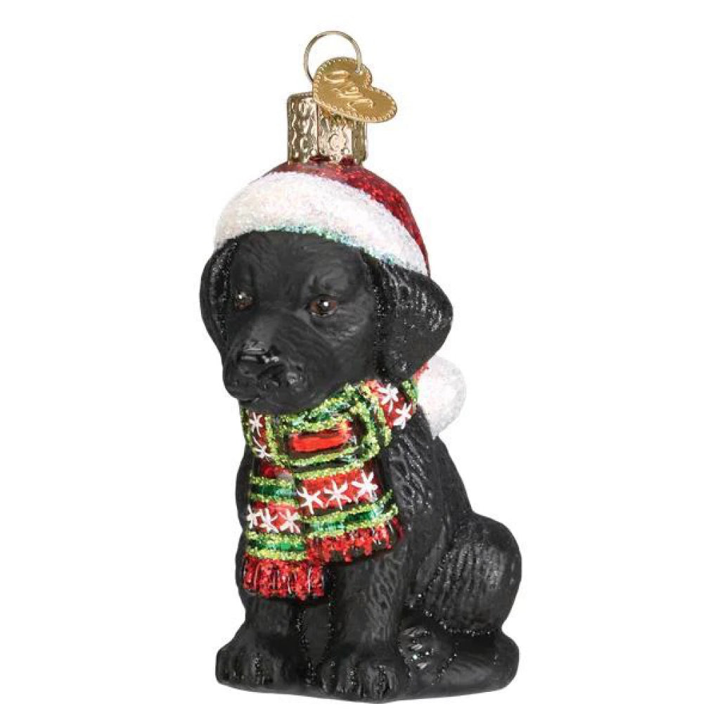 Holiday Black Labrador Puppy Ornament.