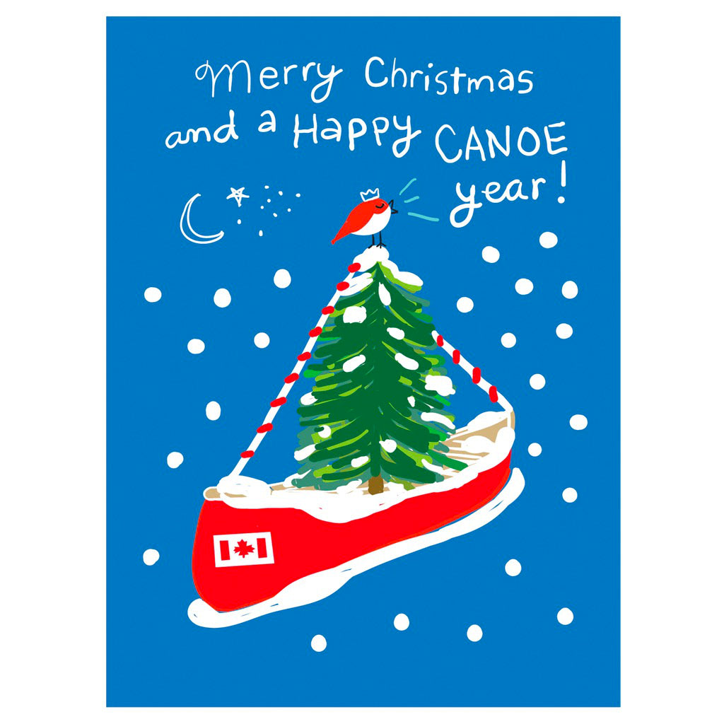Holiday Canoe Christmas Card.