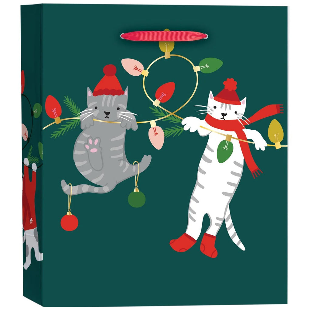 Holiday Cats And Lights Small Gift Bag.