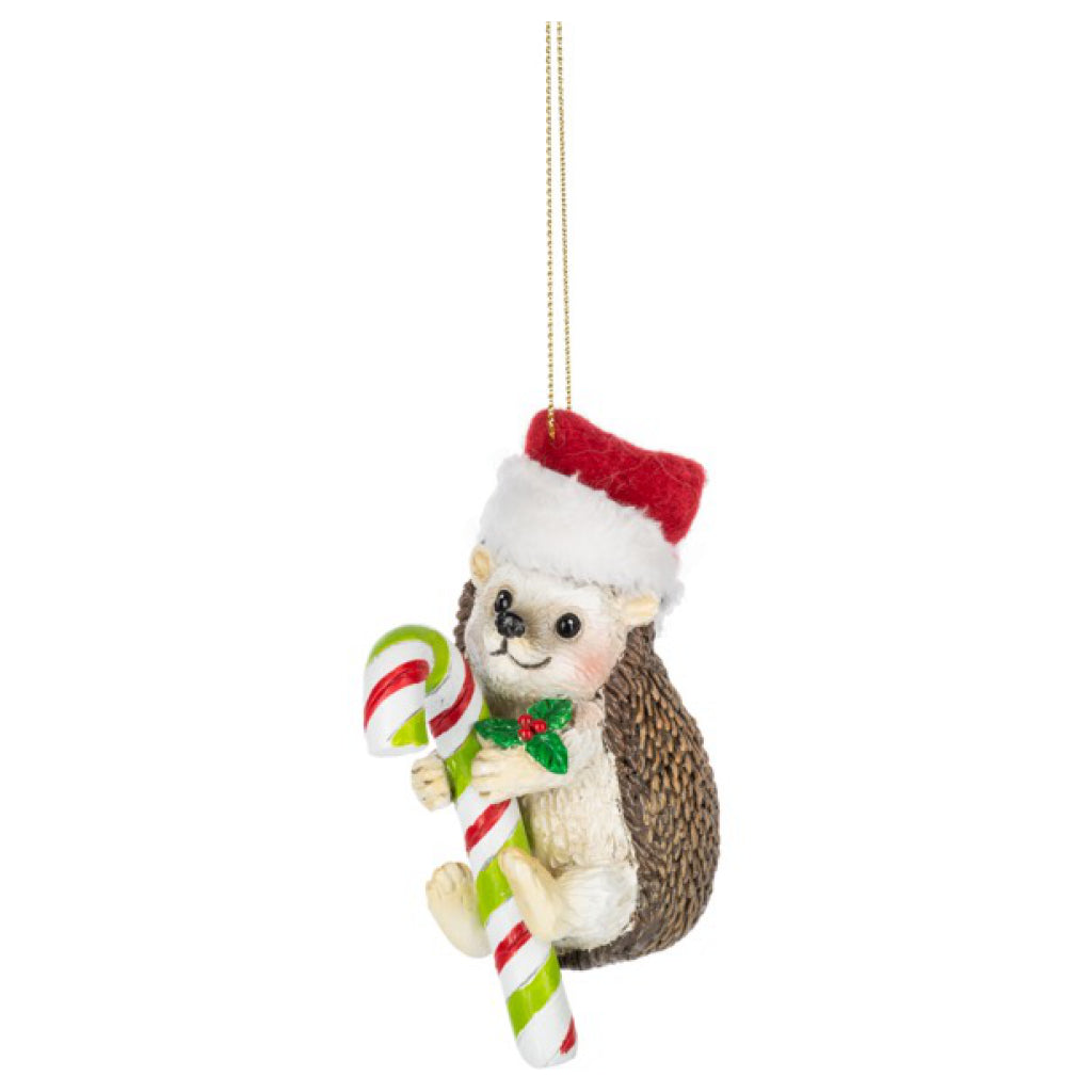 Holiday Hedgehog Ornament Candy Cane