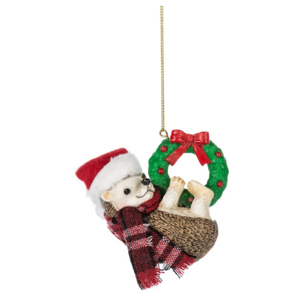 Holiday Hedgehog Ornament Wreath