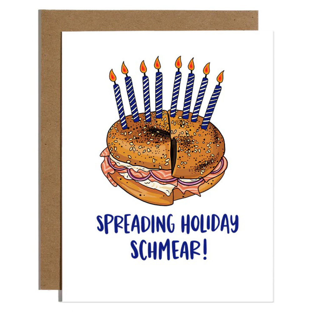 Holiday Schmear Bagel Hanukkah Card.