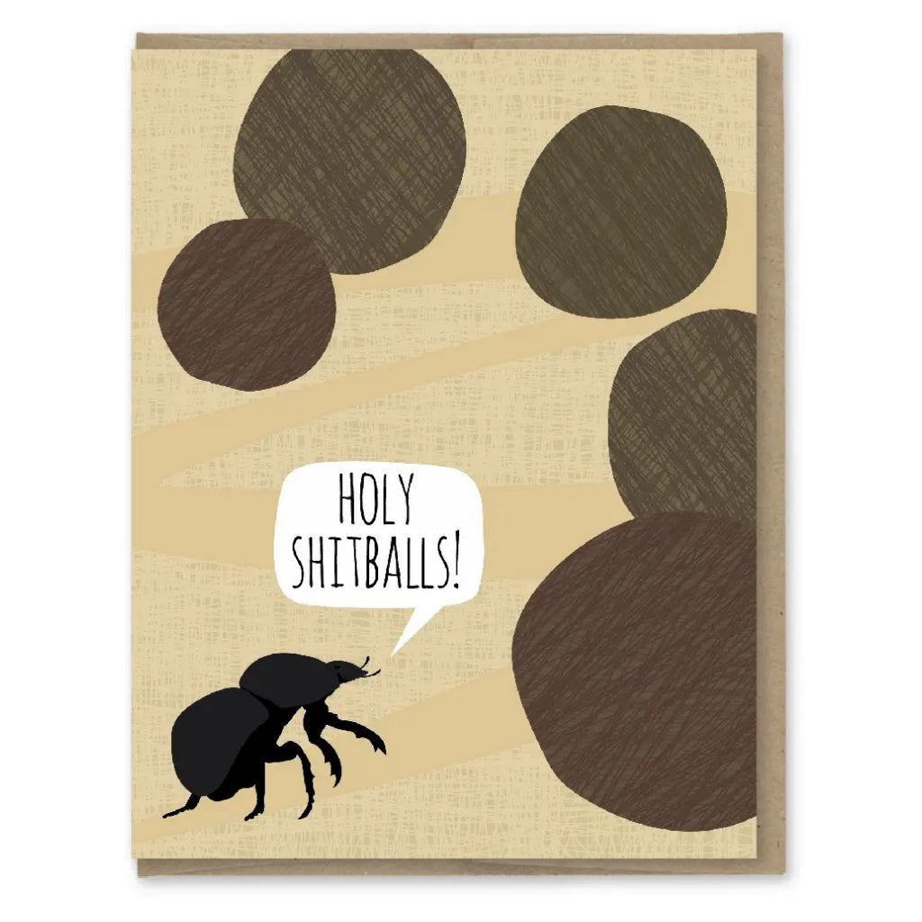 Holy Shitballs Dung Beetle Card.