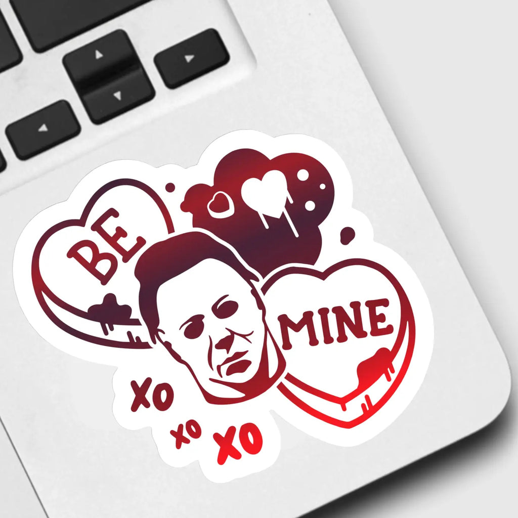 Horror Be Mine Candy Hearts Sticker on computer.