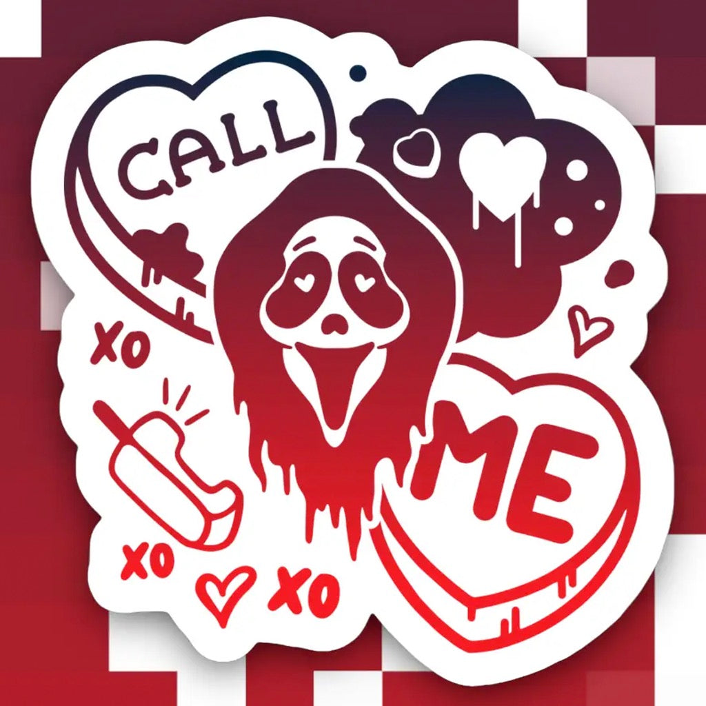 Horror Call Me Candy Hearts Sticker.