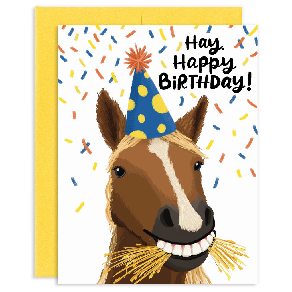 Horse Hay Happy Birthday Card.