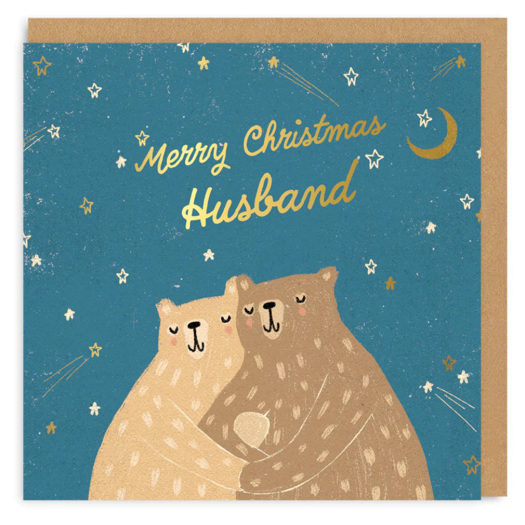 Hugging Bears husband Christmas Card