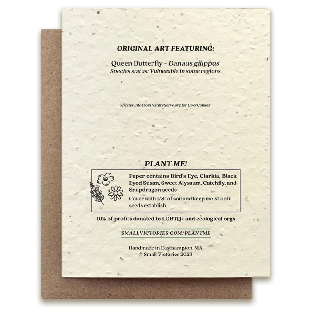 Hurray for Change Butterfly Plantable Wildflower Seed Card back view.