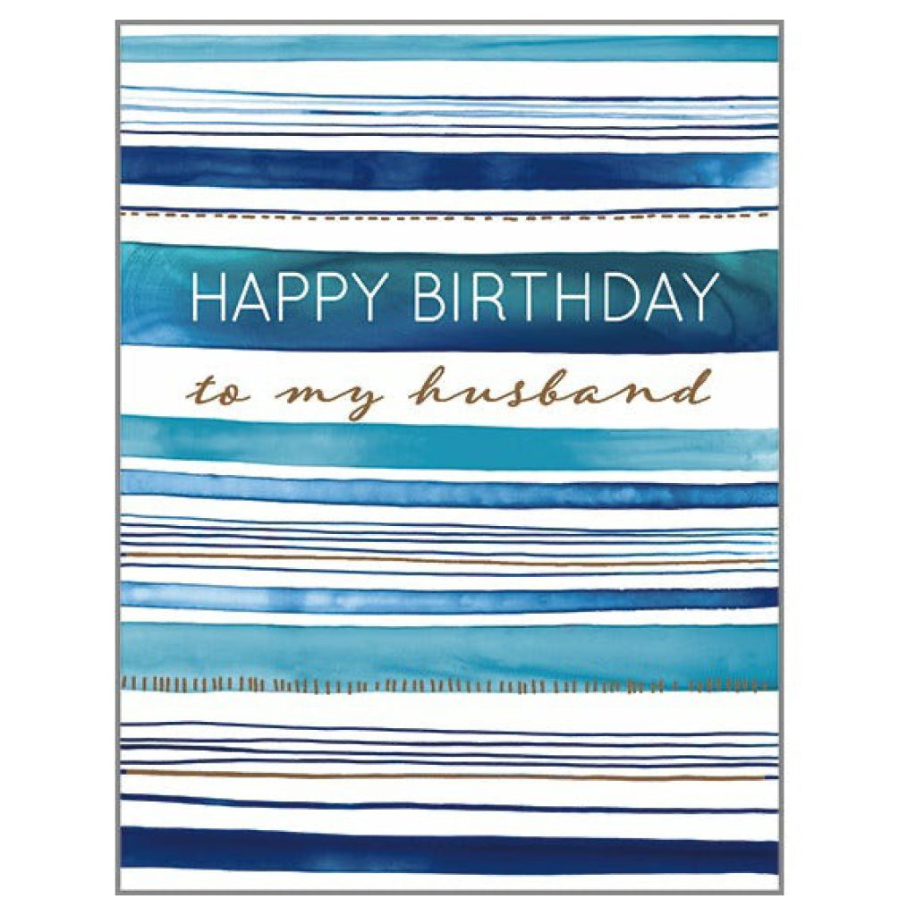 Husband Stripes Happy Birthday Card