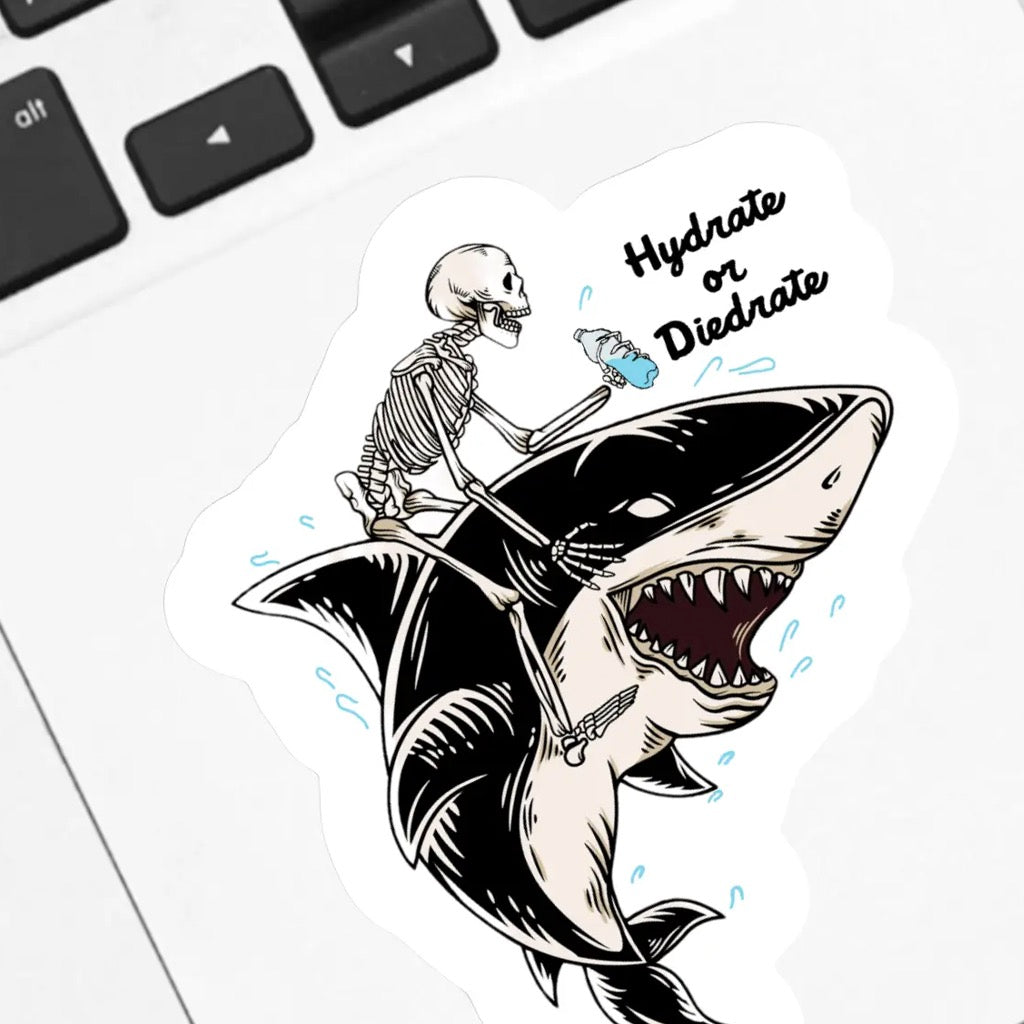 Hydrate or Diedrate Skeleton on Shark Sticker on computer.