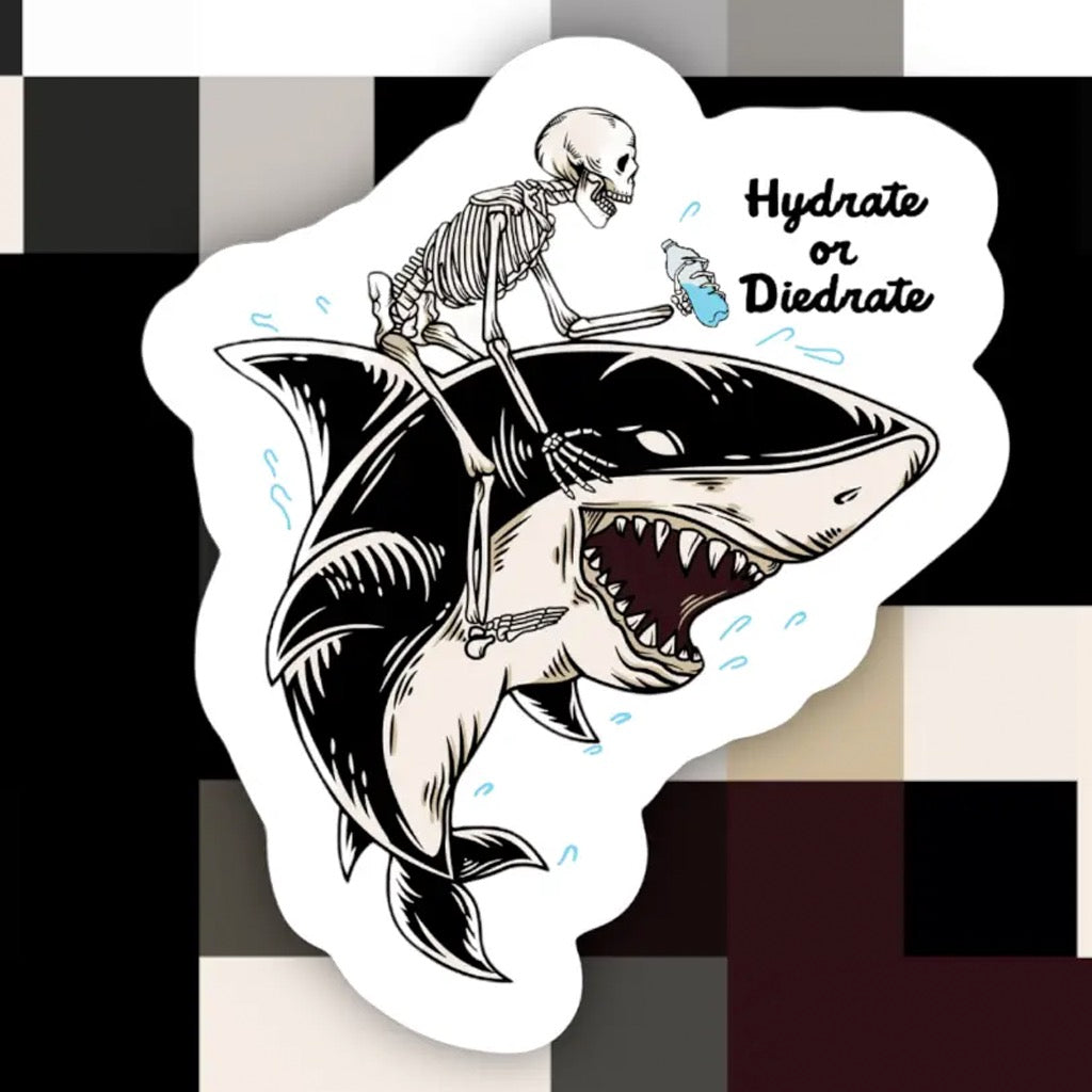 Hydrate or Diedrate Skeleton on Shark Sticker.