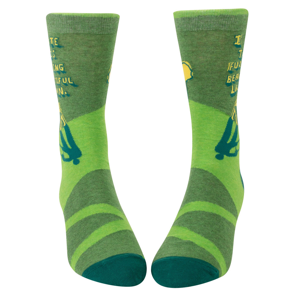 I Hate This Beautiful Lawn Mens Crew Socks Front