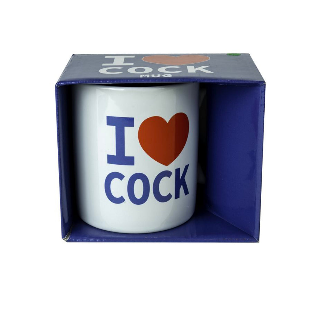 I Love Cock Mug packaging.